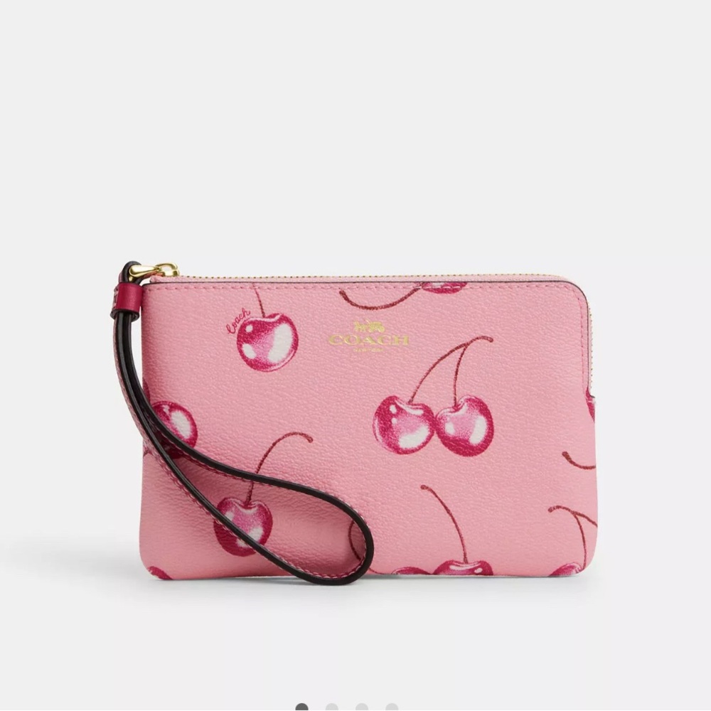 Coach Cherry print wristlet wallet